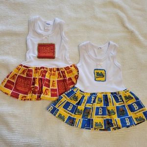 Baby girl USC and UCLA dresses size 3-6 months blue and red